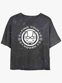 Marvel Ant-Man and the Wasp: Quantumania Find Your Power Badge Mineral Wash Girls Crop T-Shirt