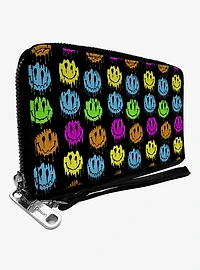 Smiley Faces Melted Mini Repeat Zip Around Wallet