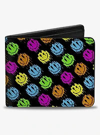 Smiley Faces Melted Mini Repeat Angle Bifold Wallet