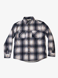 Cream And Blue Sherpa Lined Flannel Shacket