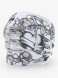 White Tattoo Art Canvas Belt