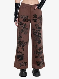 Brown Punk Graphics Carpenter Pants
