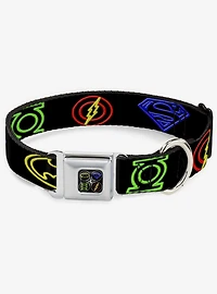 DC Comics Justice League Electric Logos Seatbelt Buckle Dog Collar