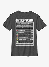Nintendo Mario Nutrition Facts Youth T-Shirt