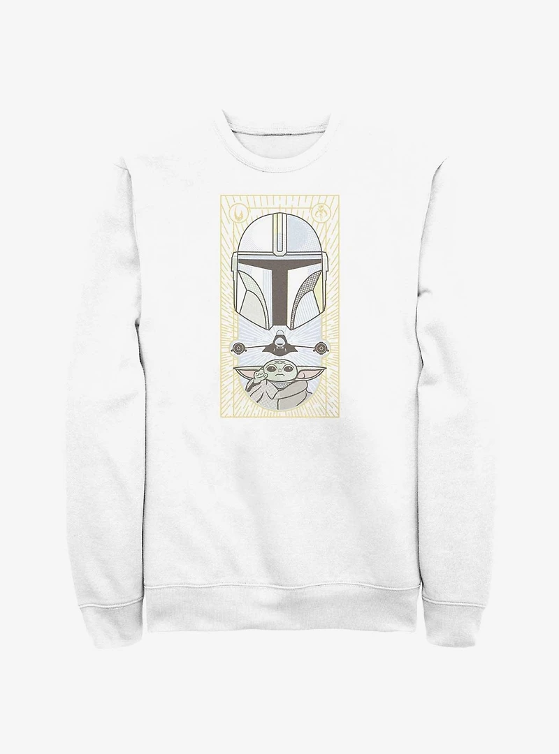 Star Wars The Mandalorian Grogu & Mando Clan Mudhorn Card Sweatshirt