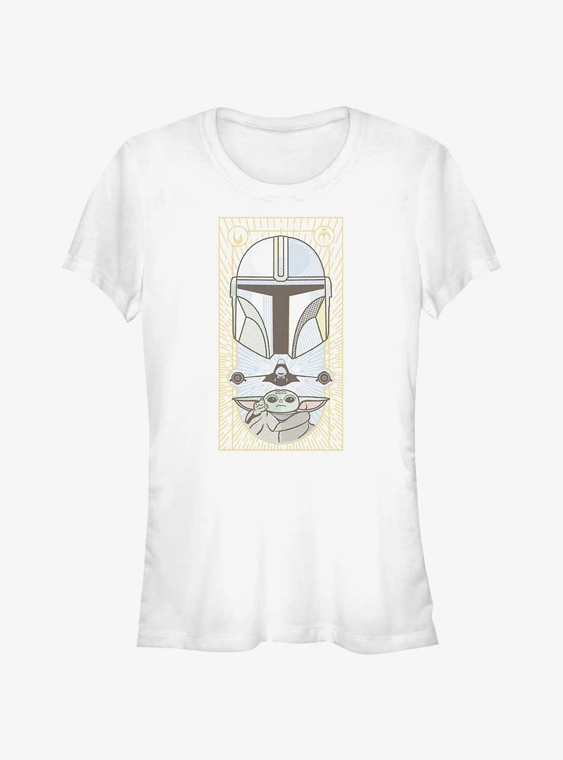 Star Wars The Mandalorian Grogu & Mando Clan Mudhorn Card Girls T-Shirt