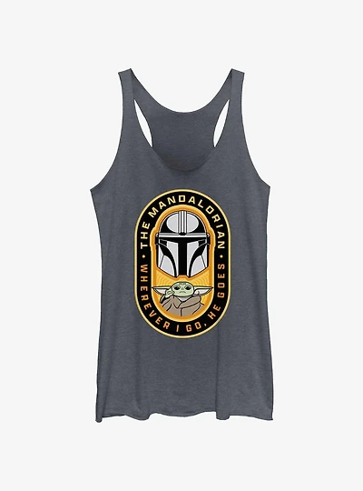 Star Wars The Mandalorian Where I Go, He Goes Badge Girls Tank