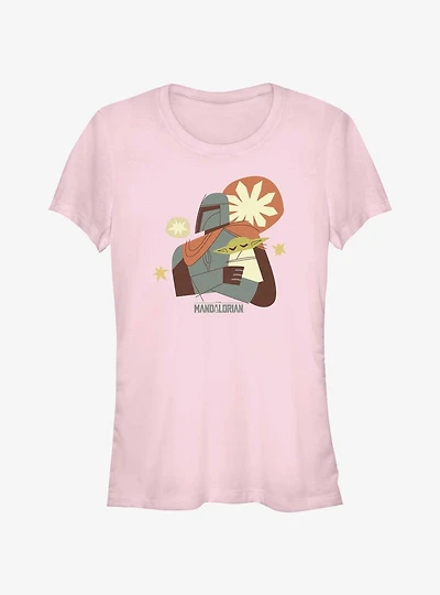 Star Wars The Mandalorian Mando & Sleepy Grogu Sketch Girls T-Shirt