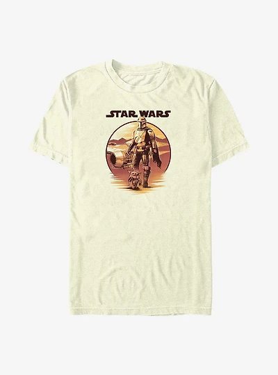 Star Wars The Mandalorian Desert Sunset Mando & Grogu T-Shirt