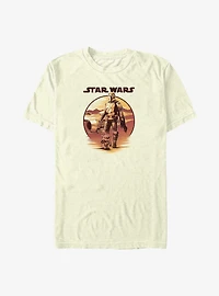 Star Wars The Mandalorian Desert Sunset Mando & Grogu T-Shirt