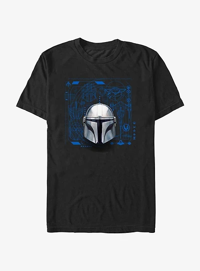 Star Wars The Mandalorian Mando Helmet Schematic T-Shirt