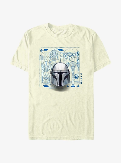 Star Wars The Mandalorian Mando Helmet Schematic T-Shirt