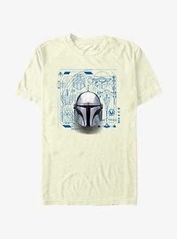 Star Wars The Mandalorian Mando Helmet Schematic T-Shirt