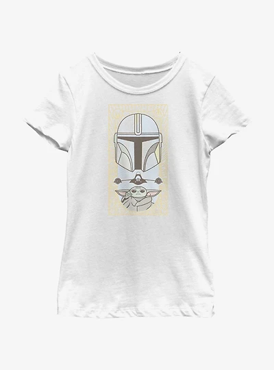 Star Wars The Mandalorian Grogu & Mando Clan Mudhorn Card Youth Girls T-Shirt