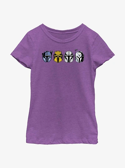 Star Wars The Mandalorian Helmet Lineup Youth Girls T-Shirt