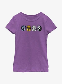 Star Wars The Mandalorian Helmet Lineup Youth Girls T-Shirt