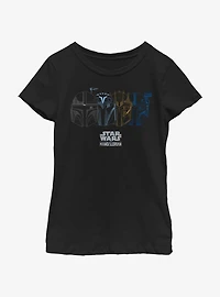 Star Wars The Mandalorian Helmet Logo Youth Girls T-Shirt