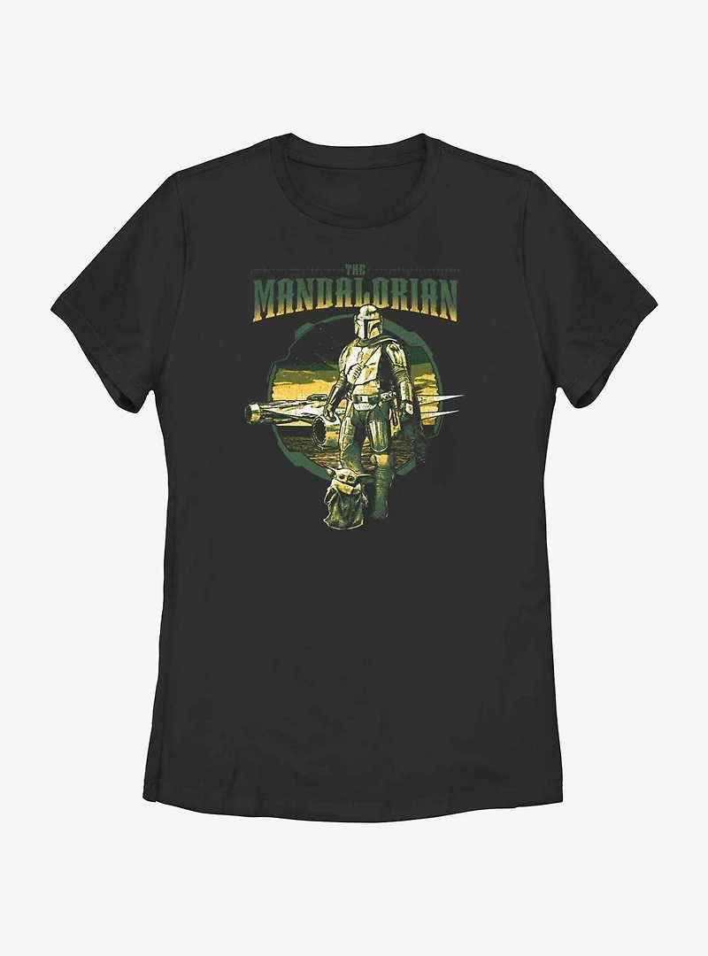 Star Wars The Mandalorian Grogu & Mando Together Again Womens T-Shirt