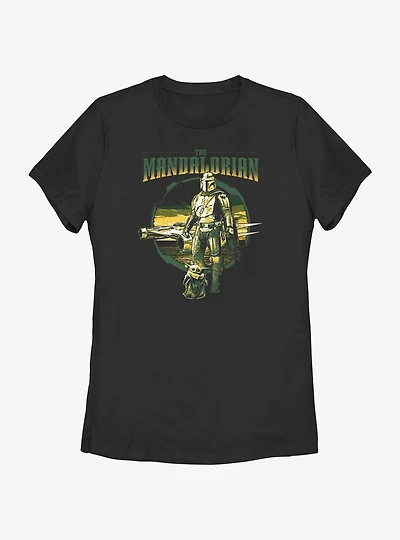 Star Wars The Mandalorian Grogu & Mando Together Again Womens T-Shirt