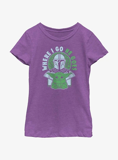 Star Wars The Mandalorian Where I Go, He Goes Youth Girls T-Shirt
