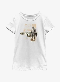 Star Wars The Mandalorian Mando N-1 Starfighter Schematic Youth Girls T-Shirt