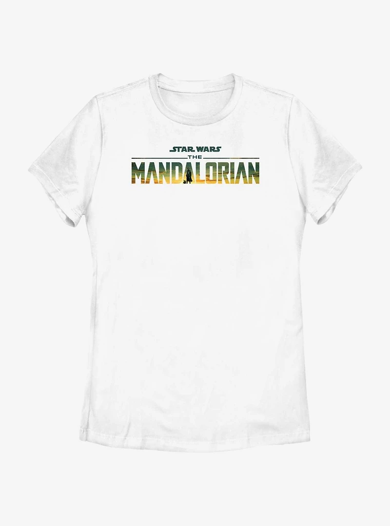 Star Wars The Mandalorian Desert Sunset Logo Womens T-Shirt