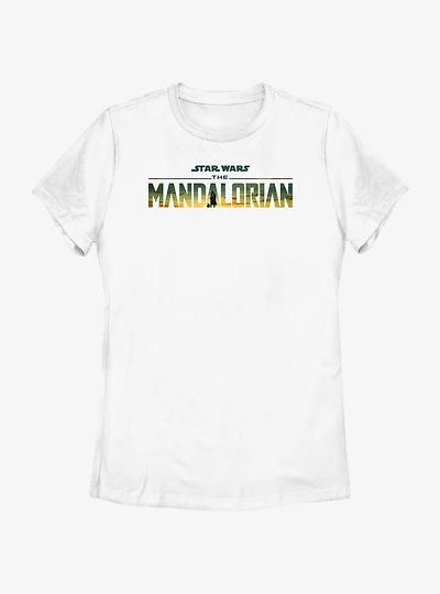 Star Wars The Mandalorian Desert Sunset Logo Womens T-Shirt