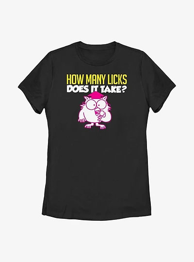 Tootsie Roll Mr. Owl How Many Licks Womens T-Shirt