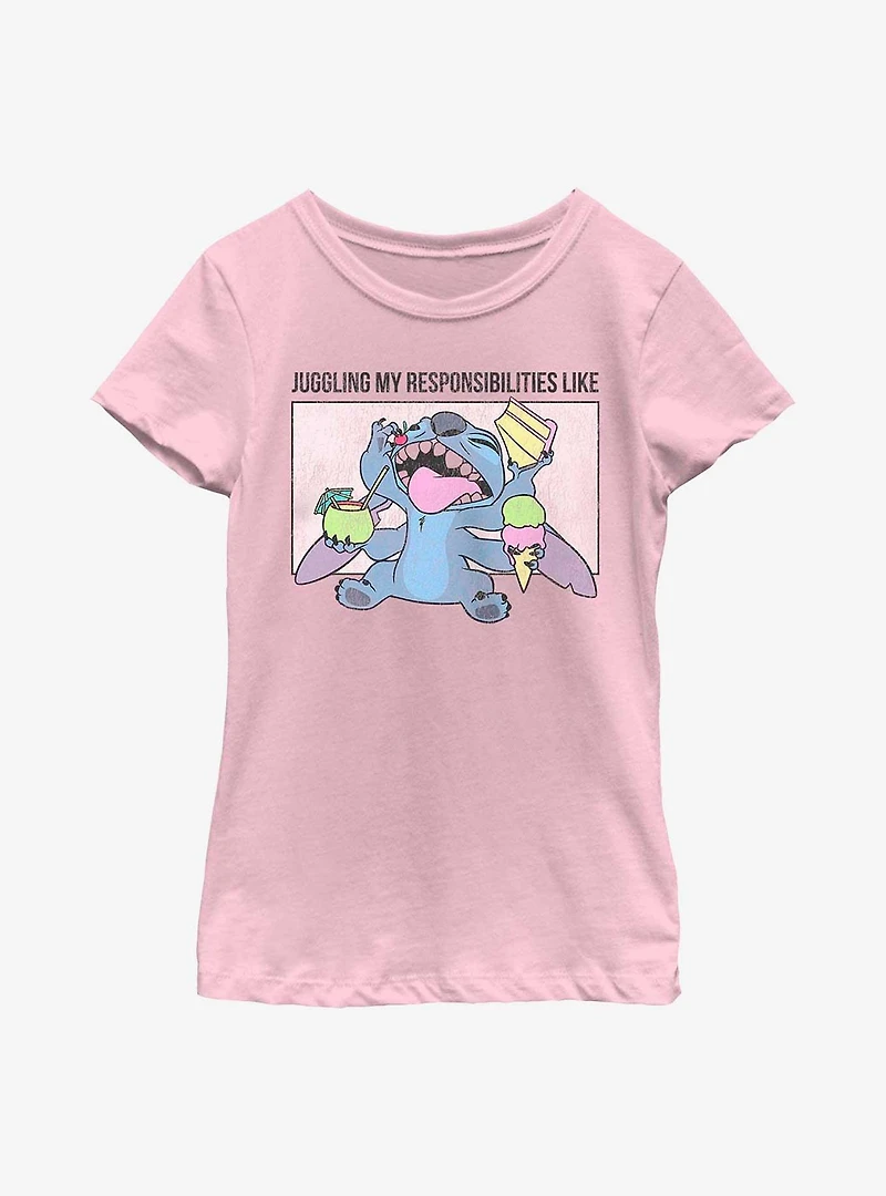Disney Lilo & Stitch Juggling Responsibilities Youth Girls T-Shirt