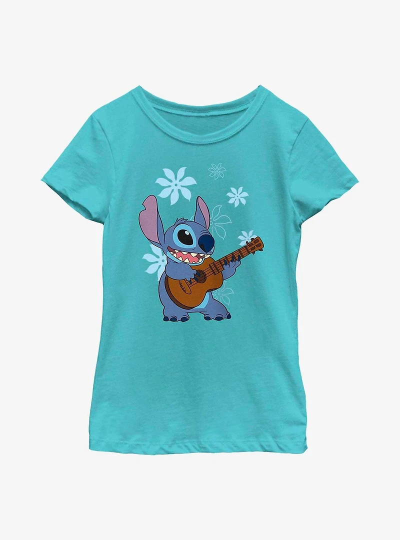 Disney Lilo & Stitch Ukelele Flowers Youth Girls T-Shirt