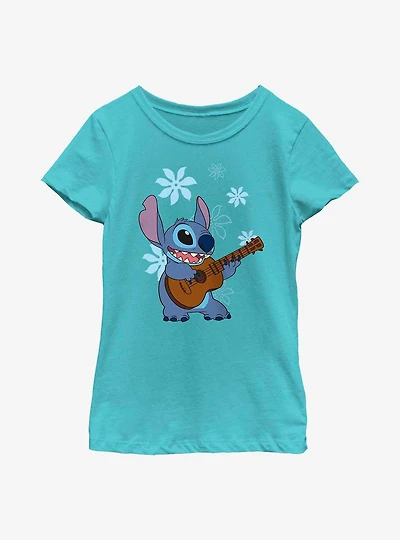 Disney Lilo & Stitch Ukelele Flowers Youth Girls T-Shirt