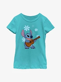 Disney Lilo & Stitch Ukelele Flowers Youth Girls T-Shirt