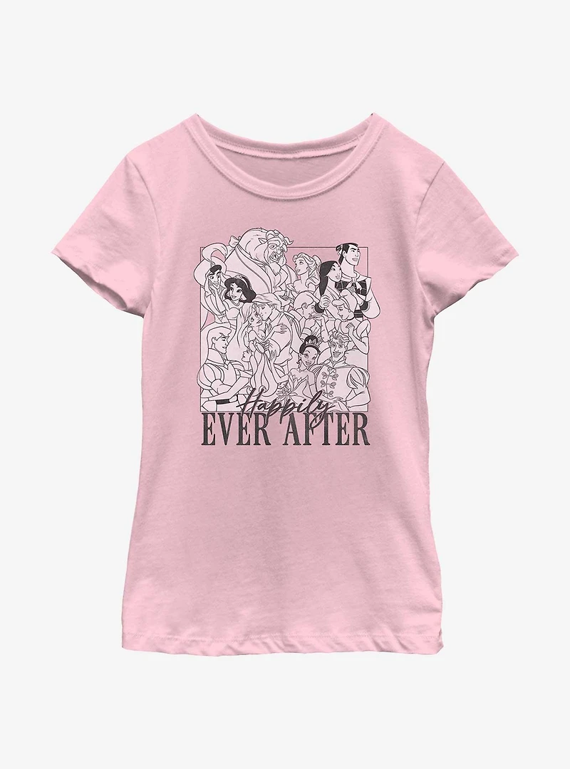 Disney Princesses Happily Ever After Group Youth Girls T-Shirt