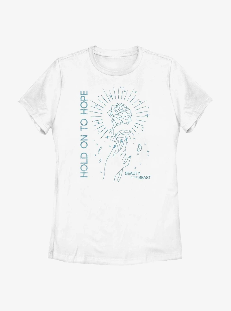 Disney Beauty And The Beast Hold On To Hope Rose Womens T-Shirt