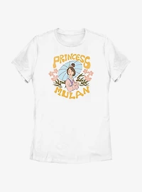 Disney Mulan Retro Floral Portrait Womens T-Shirt