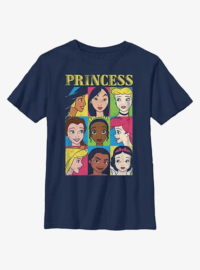 Disney Princesses Face Character Grid Youth T-Shirt