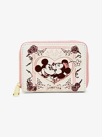 Loungefly Disney Mickey & Minnie Mouse Forever Floral Small Zip Wallet - BoxLunch Exclusive
