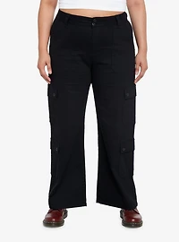 Black Double Pocket Cargo Pants Plus