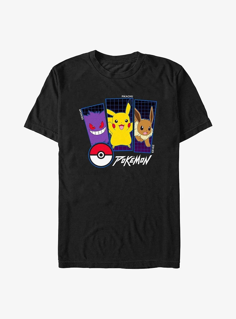 Pokemon Trio Gengar, Pikachu, and Eevee Extra Soft T-Shirt
