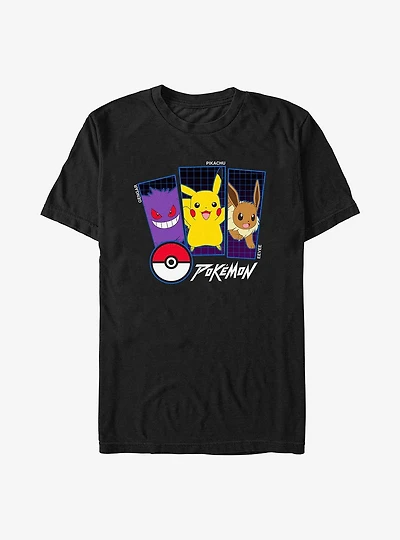 Pokemon Trio Gengar, Pikachu, and Eevee Extra Soft T-Shirt