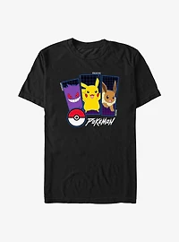 Pokemon Trio Gengar, Pikachu, and Eevee Extra Soft T-Shirt