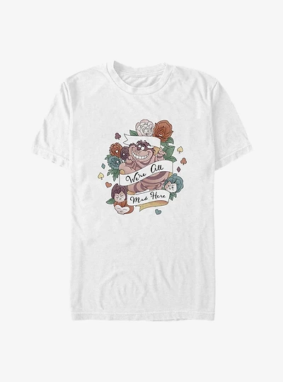 Disney Alice Wonderland Cheshire Mad Here Banner Tattoo Big & Tall T-Shirt
