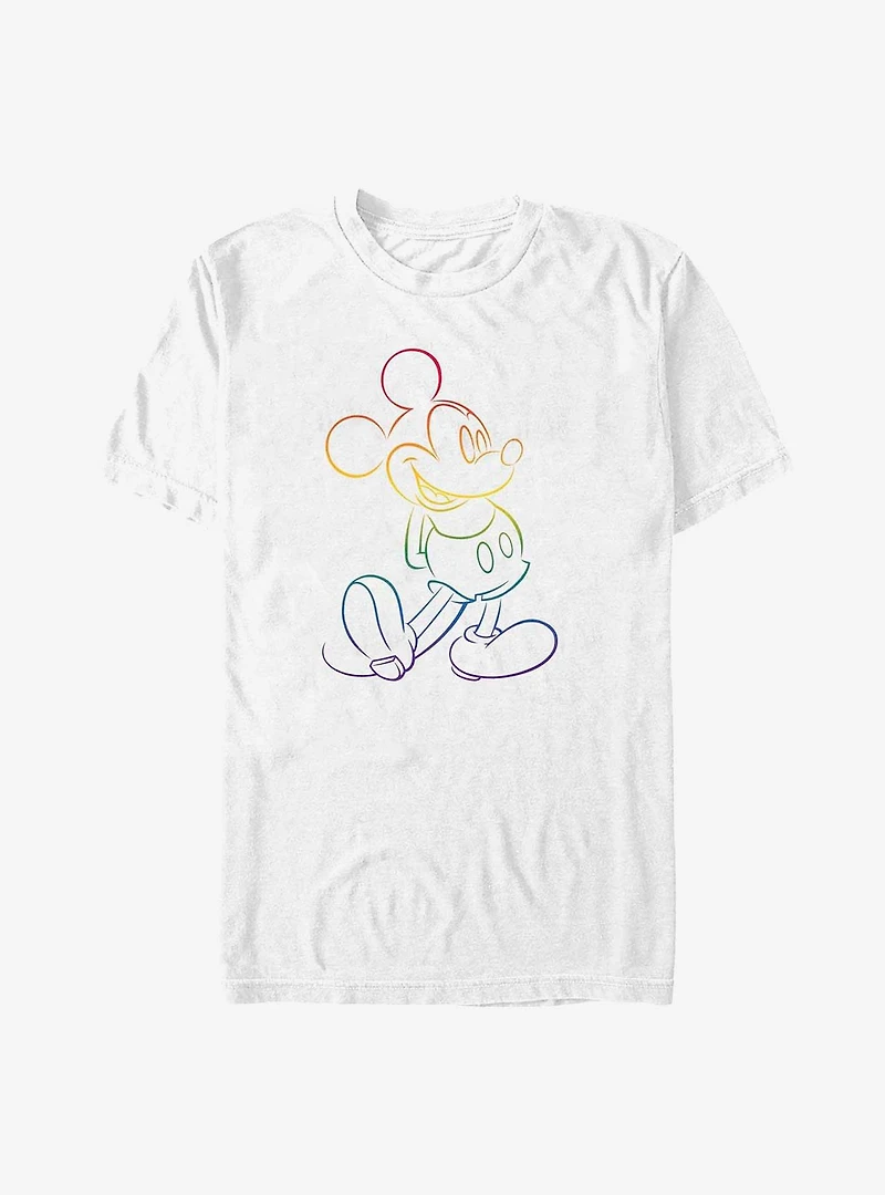 Disney Mickey Mouse Rainbow Outline Big & Tall T-Shirt