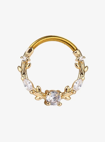 16G Steel Gold Vine Gem Hinged Clicker