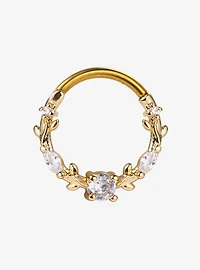 16G Steel Gold Vine Gem Hinged Clicker