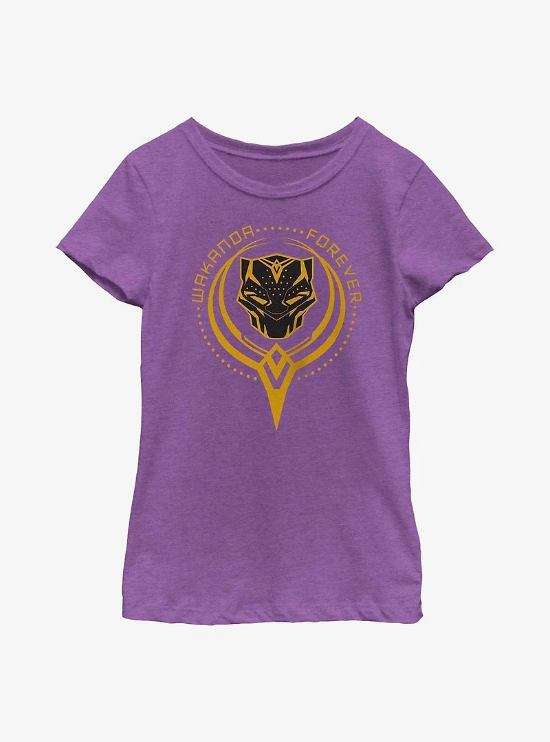 Marvel Black Panther: Wakanda Forever Golden Badge Youth Girls T-Shirt