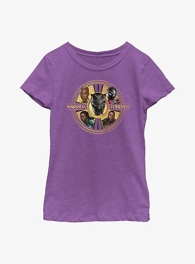 Marvel Black Panther: Wakanda Forever Warrior Heroes Badge Youth Girls T-Shirt