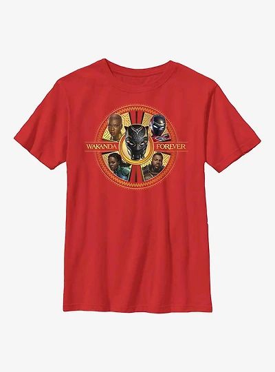 Marvel Black Panther: Wakanda Forever Warrior Heroes Badge Youth T-Shirt