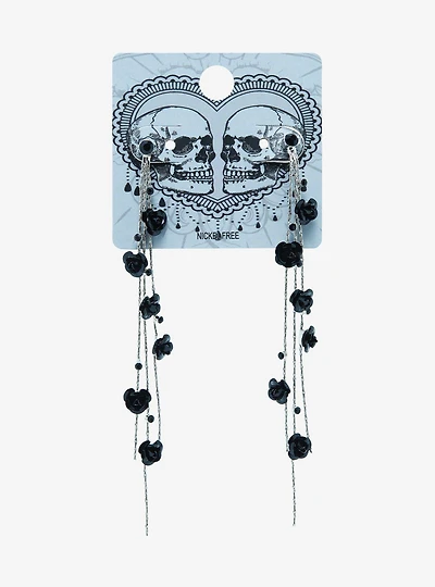 Black Rose Drop Earrings