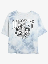 Disney Mickey Mouse Vintage Group Tie-Dye Girls Crop T-Shirt